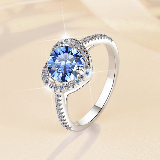 Blue Color Treasure 1 Carat Moissanite Ring with GRA certificate