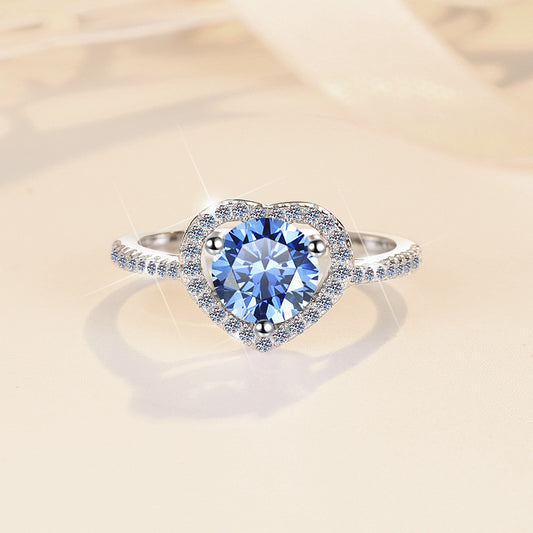 Blue Color Treasure 1 Carat Moissanite Ring with GRA certificate