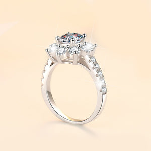 Sunflower Moissanite Diamond Engagement Ring