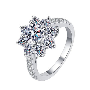 Sunflower Moissanite Diamond Engagement Ring