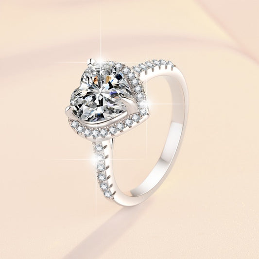 Sterling Silver Heart Moissanite Luxury Women's Ring