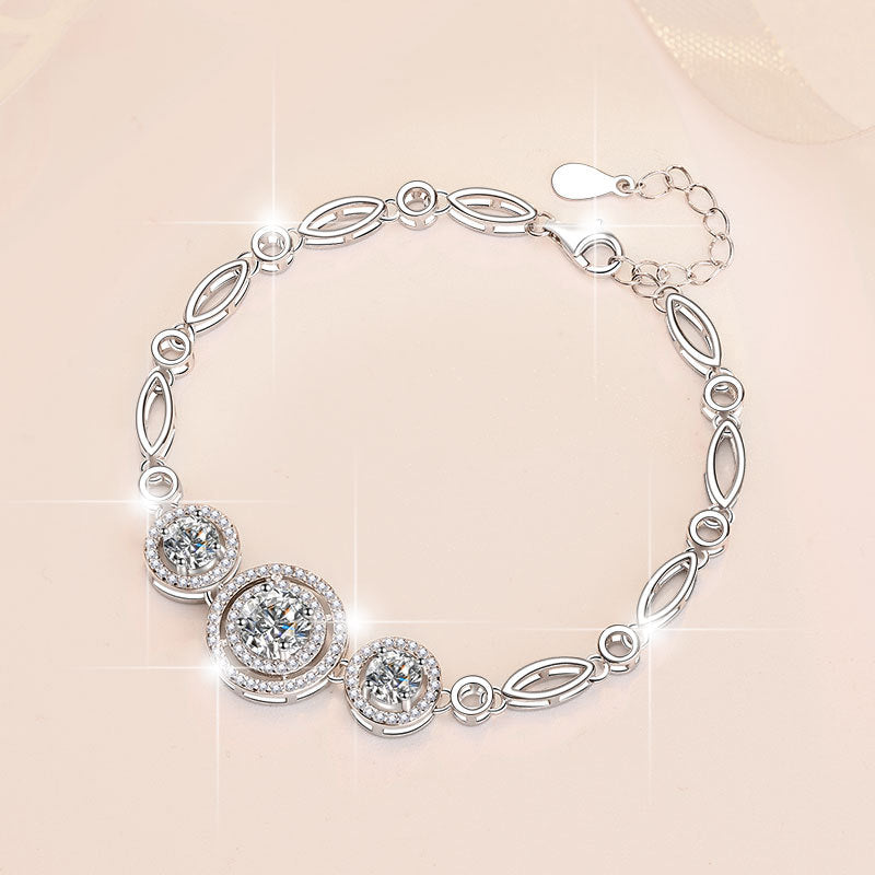 New Sterling sSilver Women's Luxury Round Bag Bracelet