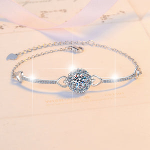 S925 Sterling Silver with Moissanite Flower Women's Bracelet