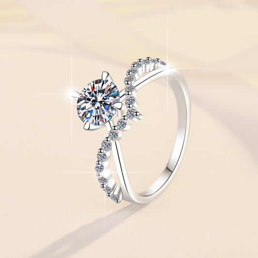 Moissanite Diamond Sterling Silver Heart Shape Ring