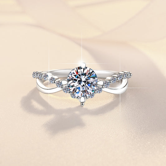 Moissanite Diamond Sterling Silver Heart Shape Ring