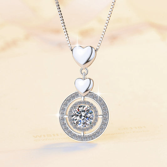 New Arrival D color Moissanite with S925 Sliver Heart Necklace