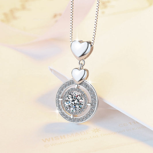 New Arrival D color Moissanite with S925 Sliver Heart Necklace