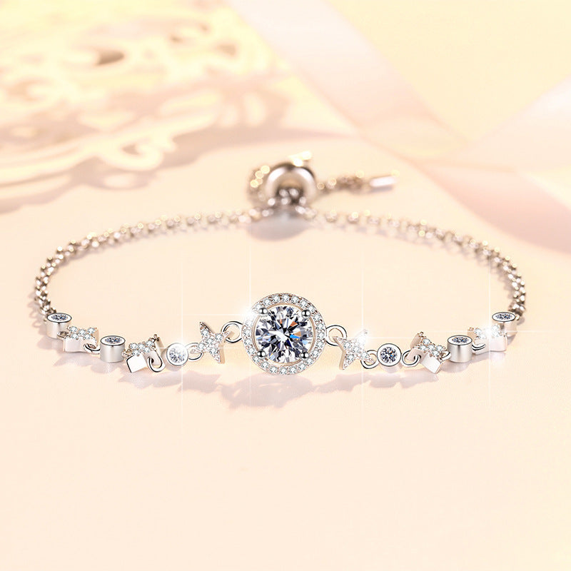 Zipper Bead Luxury Moissanite Platinum Plated Bracelets