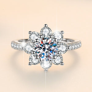 Sunflower Moissanite Diamond Engagement Ring