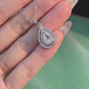 Pear Shaped Water Droplets Sterling Silver Moissanite Necklace