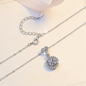 S925 Sterling Silver Round Bag Moissanite Necklace