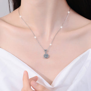 S925 Sterling Silver Round Bag Moissanite Necklace