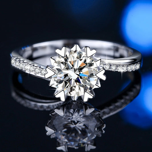 Platinum Plated S925 Sliver with Moissanite Wedding Ring