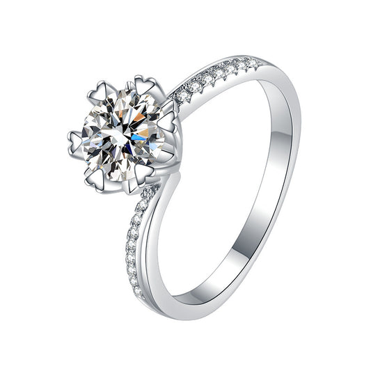 Platinum Plated S925 Sliver with Moissanite Wedding Ring