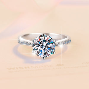 Classic Six Claw Crown Ring 2CT Moissanite Ring