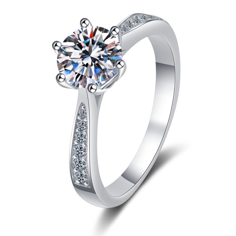 Classic Six Claw Crown Ring 2CT Moissanite Ring