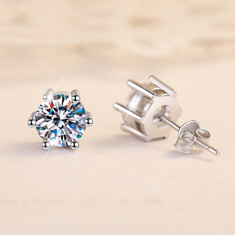 Sterling Silver S925 Moissanite Vintage Classic Design Women's Earrings