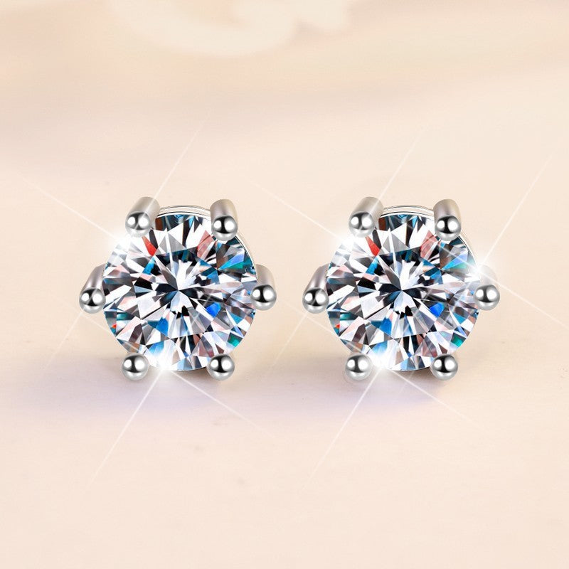 Sterling Silver S925 Moissanite Vintage Classic Design Women's Earrings