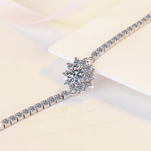 Snowflower Sterling Silver Platinum Plated Moissanite Bracelets