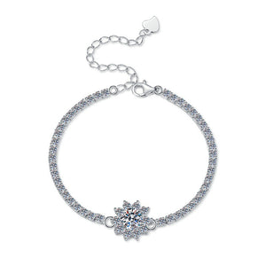 Snowflower Sterling Silver Platinum Plated Moissanite Bracelets