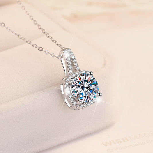 Moissanite Platinum Plated S925 Silver Necklace