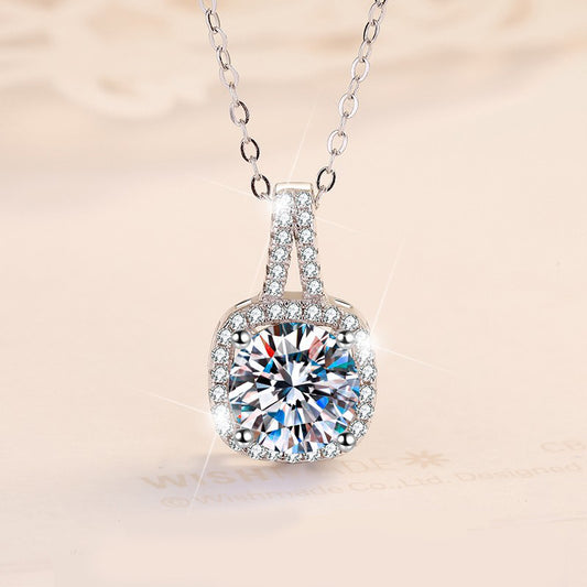 Moissanite Platinum Plated S925 Silver Necklace